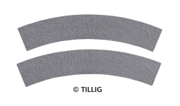 TILLIG 87407 - Parallelbogen 45° Asphalt, 2 Stück (TT, H0m)